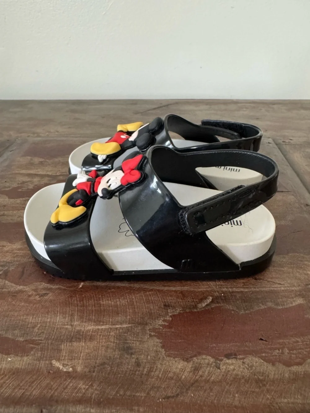Mini Melissa Disney Minnie Mickie mouse black jelly sandals baby girl size‎ 7